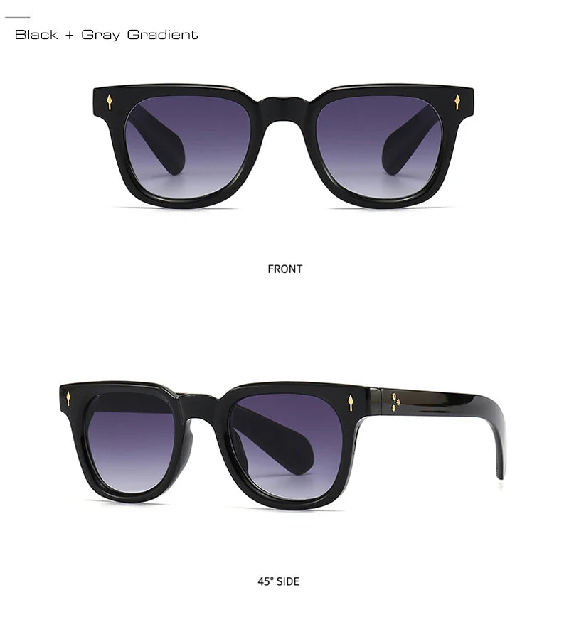 SHAUNA Retro Square Men Rivets Sunglasses Shades UV400 Fashion Women Green Sun Glasses