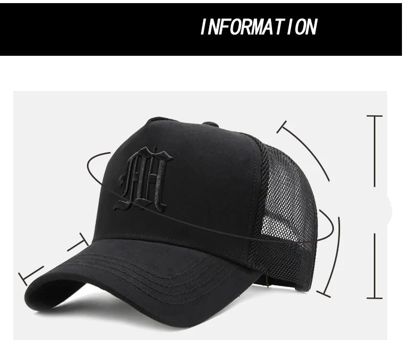 New Hat Men's Summer Thin High Top Baseball Cap Tide Big Head Fence Mesh Breathable Cap Sunscreen Sun Hat