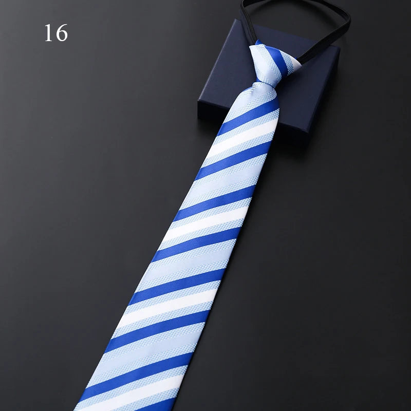 Lazy Zipper Men's Tie Business Formal Dress Wear Stripe Solid Color Zipper Necktie Wholesale Gifts for Men Slim Skinny Tie