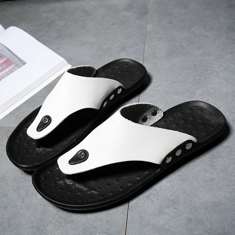YRZL Summer Slippers Men Flip-Flops for Men Beach Slippers Brown Sandals Comfortable Shoes Non-Slip Bathroom Shoes Men Shoes