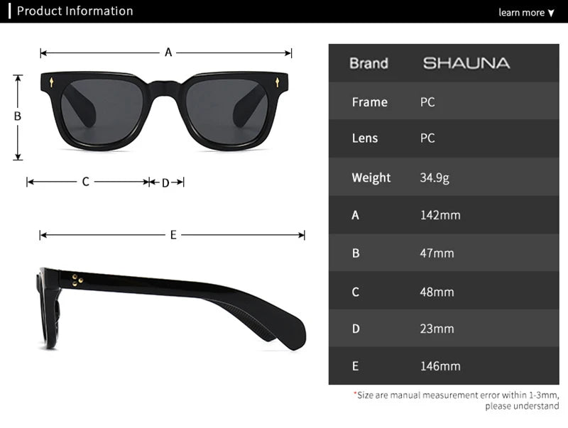 SHAUNA Retro Square Men Rivets Sunglasses Shades UV400 Fashion Women Green Sun Glasses