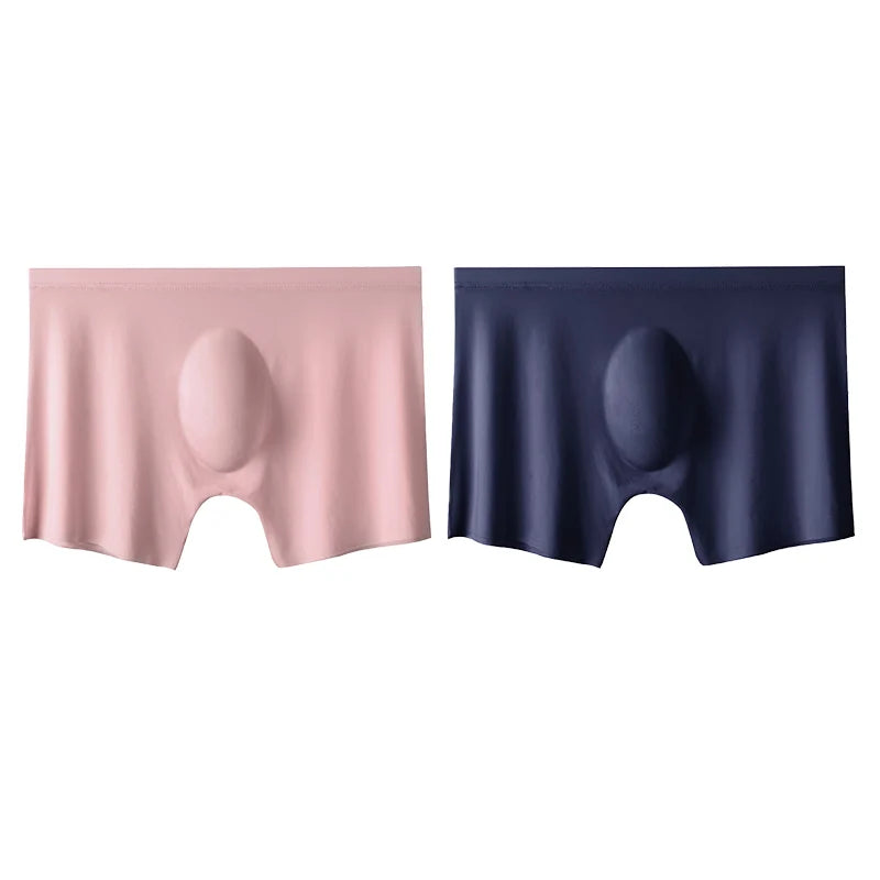 2 Pcs/Lot Men's Ultra-thin Panties Summer Ice Silk Boxers Briefs Underwear Lingerie Shorts Breathable Sexy Seamless Underpants