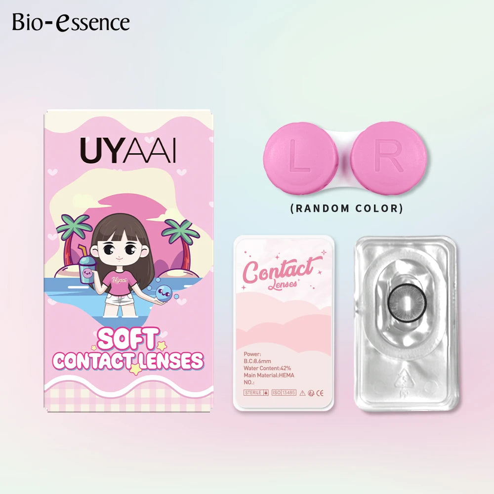 Bio-essence 2Pcs Cosplay Colored Contact Lenses Crazy White Contact Lenses Anime Black Eye Lenses Halloween Beauty Makeup Lens