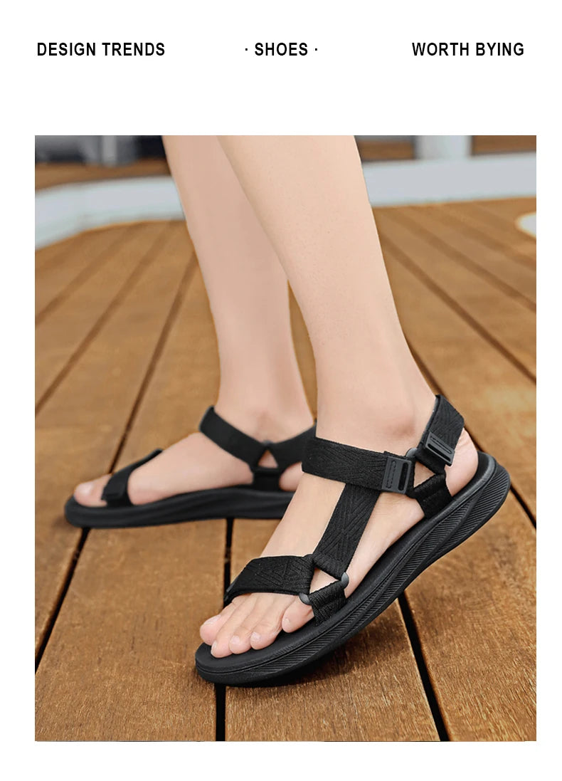 New Outdoor Wadable Sandals Man Arch Support Yoga Mat Insole Gladiator Open Toe Outdoor Beach Slippers Antiskid Durable Flat Men