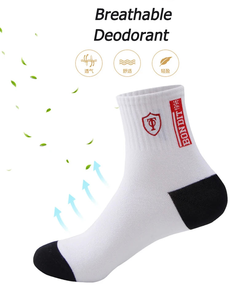 5 Pairs Apring And Fall Mens Sports Socks Summer Leisure Sweat Absorbent Comfortable Thin Breathable Basketball Meias EU 38-47