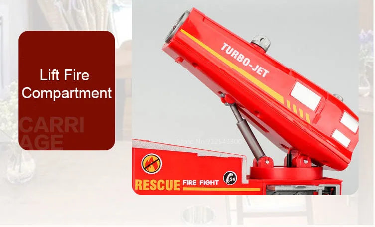 1:32 Scale Water Spray Fire Truck Model Ladder Trucks Toy Car Sound Light Pull Back Doors Opened Vehicle Collection Boys Gift