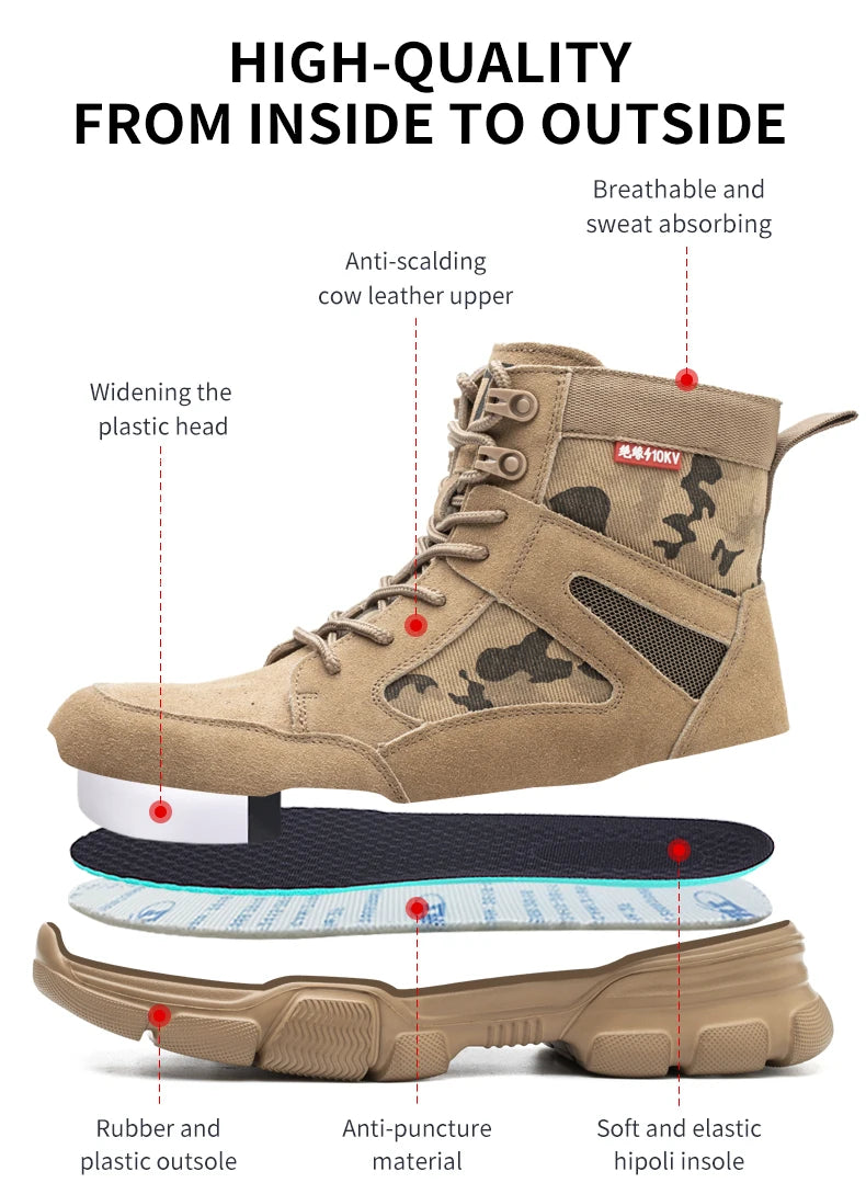 Sneakers  Indestructible Shoes Work Safety Shoes With Steel Toe Cap Puncture-Proof Male Security Protective Shoes Tactical Boots