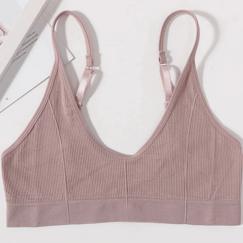 Seamless Tube Tops Women Push Up Bras U-shaped Back Bra Sexy Lingerie Female Brassiere Adjust Straps Ribbed Sports Underwear