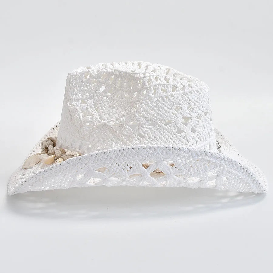 Summer Hand Woven Straw Hat for Women Shell Decoration Holiday Beach Sun Hat Chapeu Panama Feminino