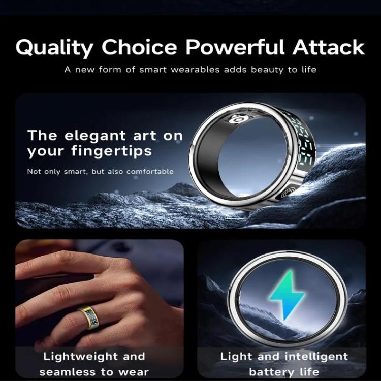 SR08 SIZE 8 Smart Ring, Support Hand Gestures Control / Health Monitoring / Multiple Sports Modes
