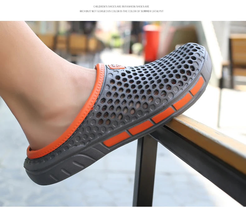 Summer Beach Men Sandals Breathable Men Casual Shoe Hole Shoes Light Clogs Home Garden Outdoor Male Flat Slippers Big Size 39-49