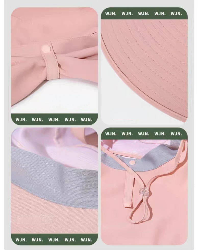 Outdoor Sun Bucket Hat for Women Girls Fishing Hat Wide Brim Bucket Hat with Neck Cover 50+ UPF Protection Safari Cap