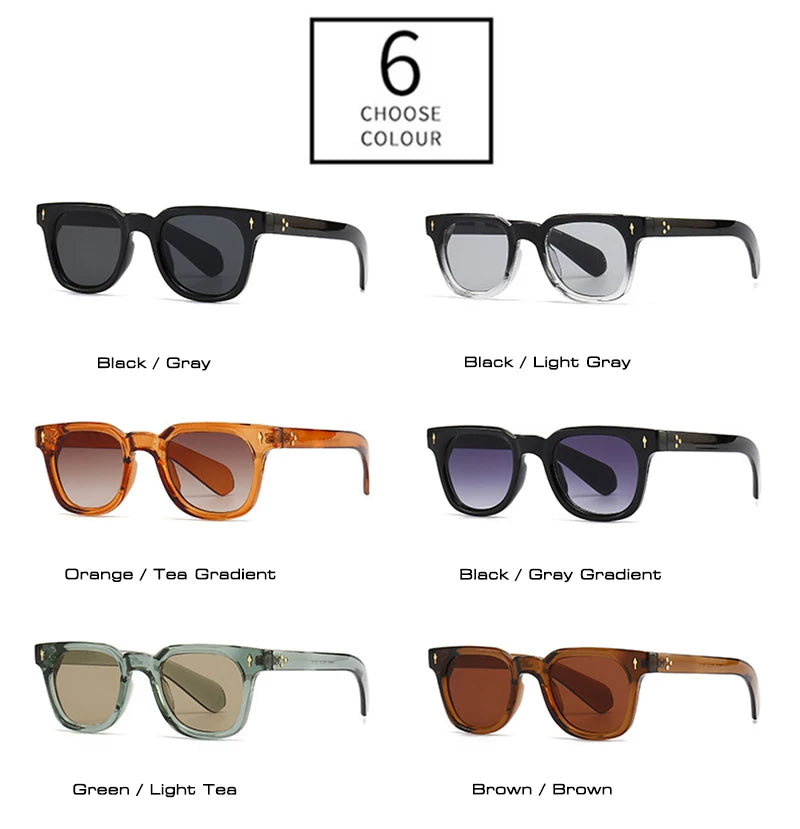 SHAUNA Retro Square Men Rivets Sunglasses Shades UV400 Fashion Women Green Sun Glasses