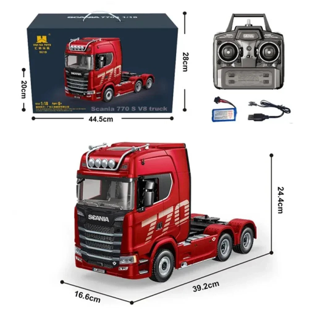HUINA 1501 770S Alloy Tractor 19CH RC Truck 1/18 2.4G remote control Engineering Trailer Truck with Light and Sound Toys