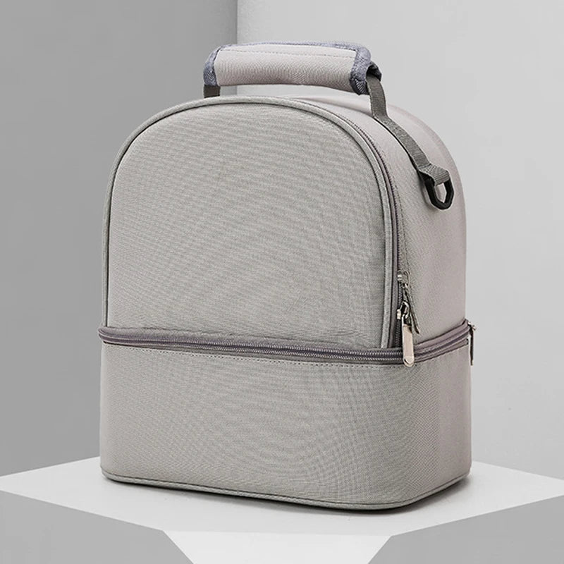 Fashion Insulation Double Layer Pack Solid Color Large Capacity Mommy Bag Cool Travel Picnic Portable Food Handbag Baby Bags