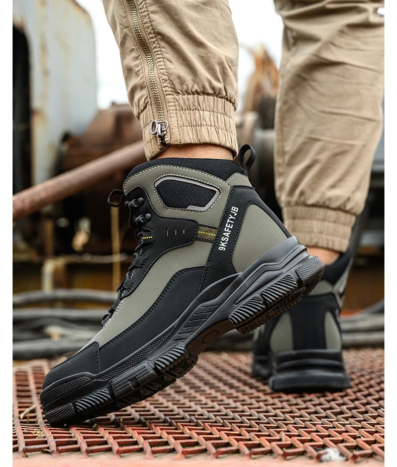 Man Safety Shoes Puncture-Proof Work Sneaker Waterproof Work Shoes Steel Toe Shoes Safety Boots Indestructible Shoes Lightweight