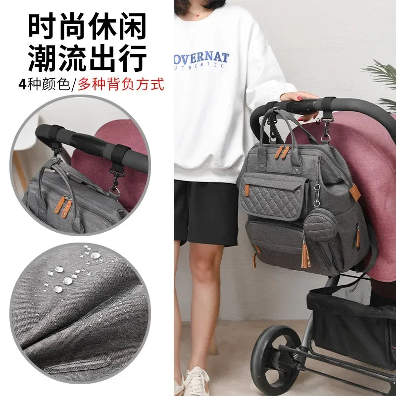 Milk Bottle Diaper Multi Compartment Maternal Christmas Large Capacity Mommy Bag Multi Functional Portable Mom Storage Backpack