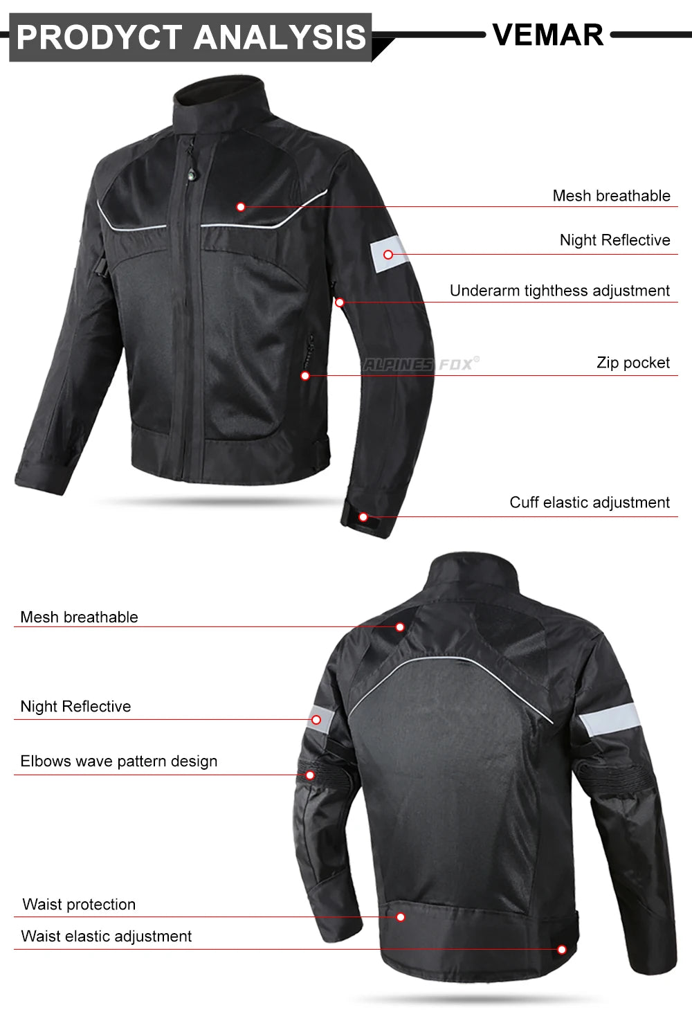 Vemar Summer Men Motorcycle Jacket Motocross Protective Gear Jacket Coat Male Racing Reflective Oxford Clothing Motorbike Jacket