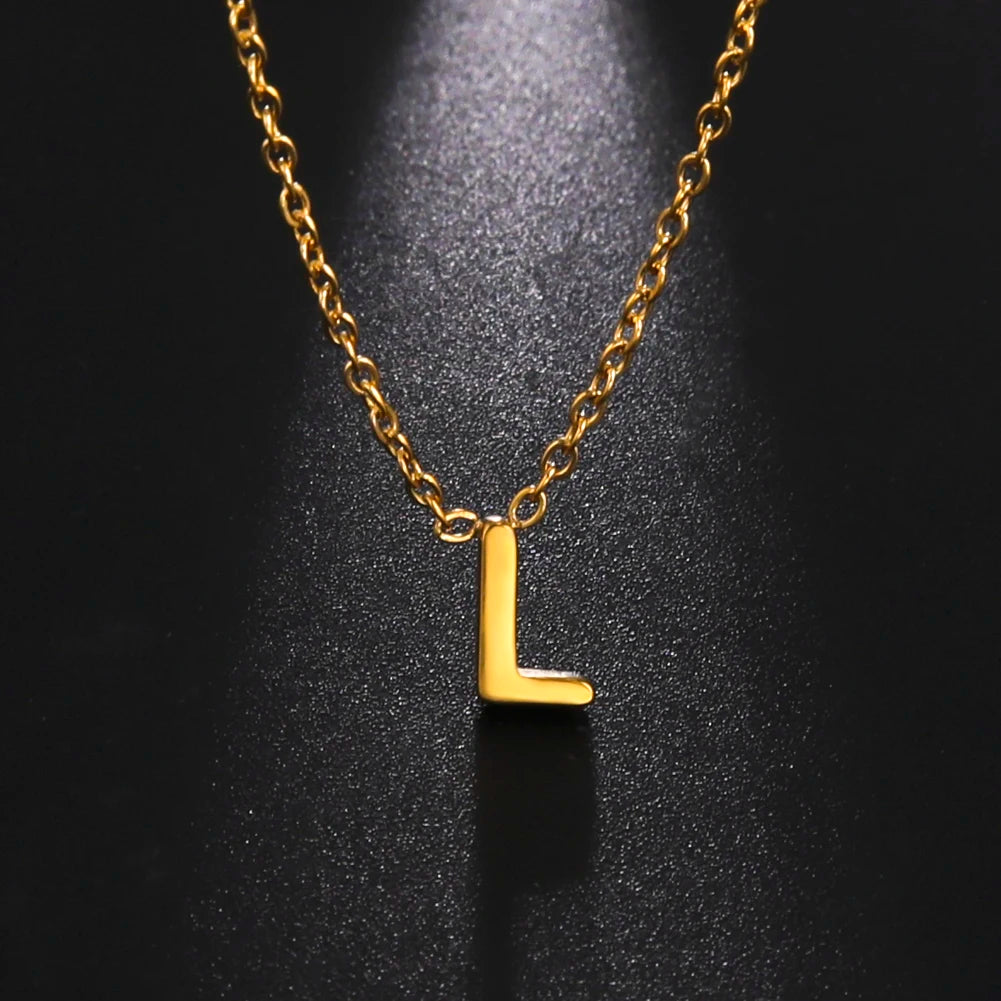 Cazador Minimalist Initial A-Z Letter Necklace for Women Alphabet Stainless Steel Choker Chains Jewelry Birthday Gift Wholesale