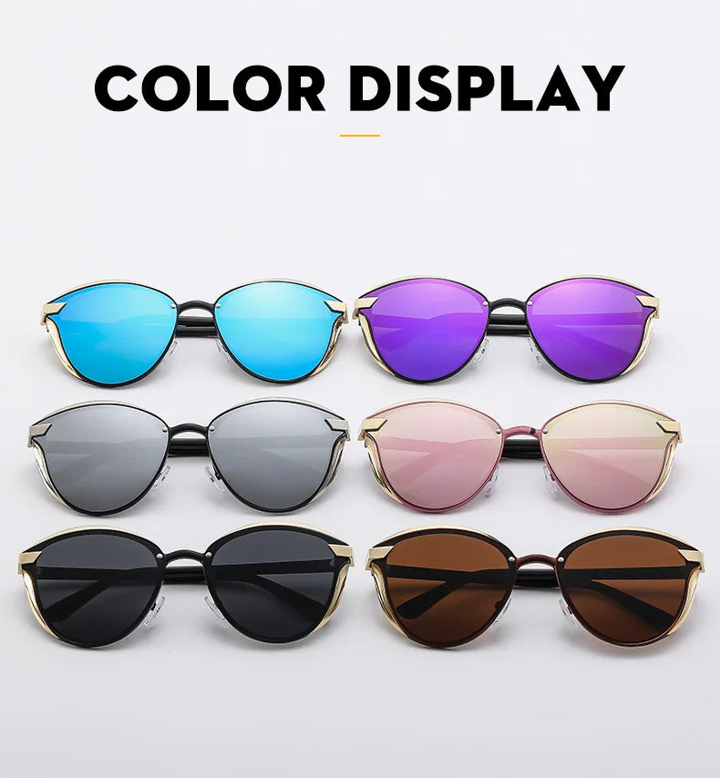 New Style Polarized Sunglasses For Women Catmore Round Sun Glass Ladies Woman Eyewear Accessory UVAB Protection