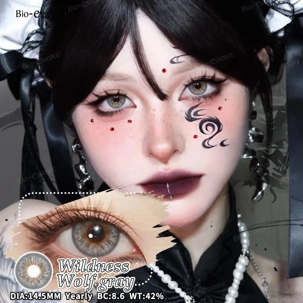 Bio-essence 2Pcs Cosplay Colored Contact Lenses Crazy White Contact Lenses Anime Black Eye Lenses Halloween Beauty Makeup Lens