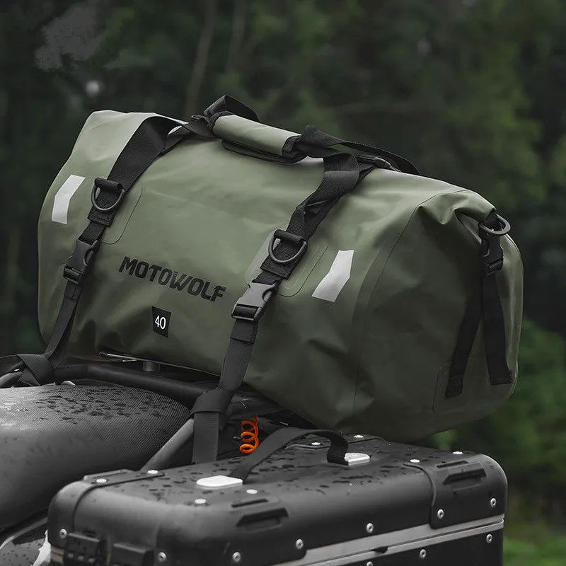 Motorcycle Dry Bag Waterproof Reflective Tail Duffle Bag Skiing Travel Hiking Camping Boating Riding Fishing Outdoor Luggage