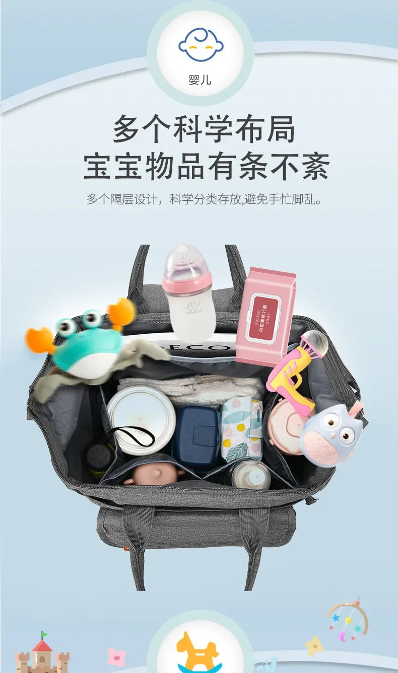 Milk Bottle Diaper Multi Compartment Maternal Christmas Large Capacity Mommy Bag Multi Functional Portable Mom Storage Backpack