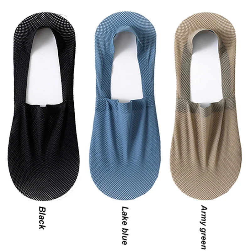 3Pair / Lot Men Boat Socks Fashion Summer Thin Invisible Sock Breathable Soft Casual Sox High Quality Elastic Mesh Sokken Meias