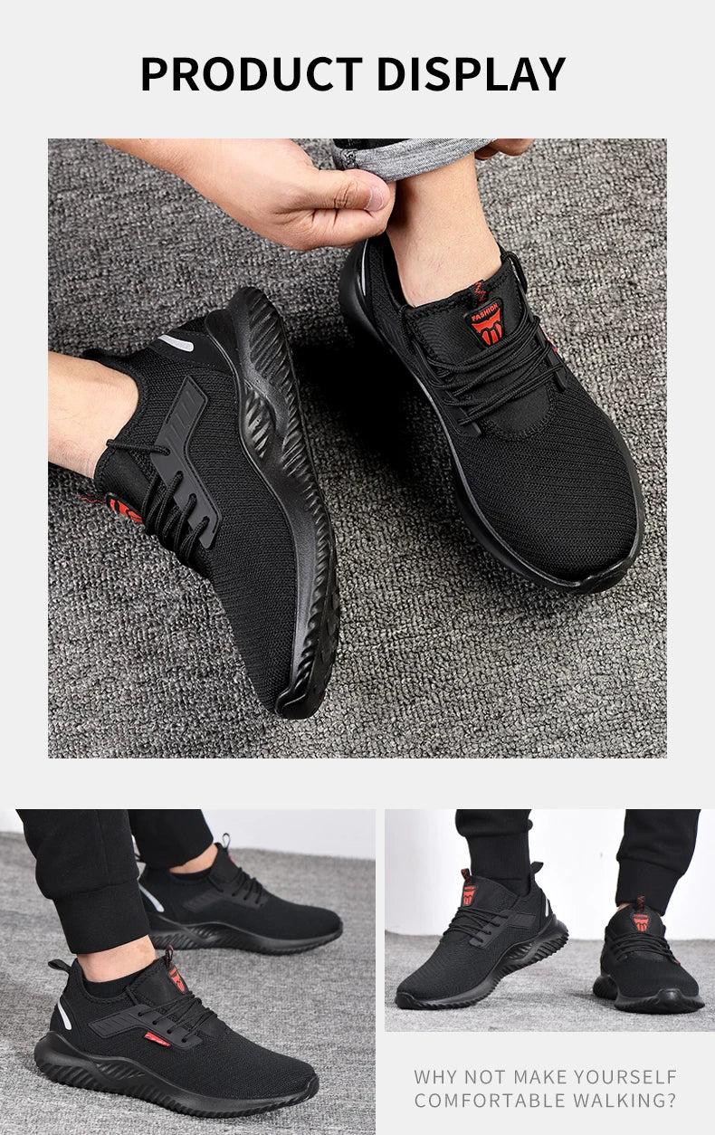 Safety Shoes Men With Steel Toe Cap Anti-smash Men Work Shoes Sneakers Light Puncture-Proof Indestructible Shoes Tactical Boots