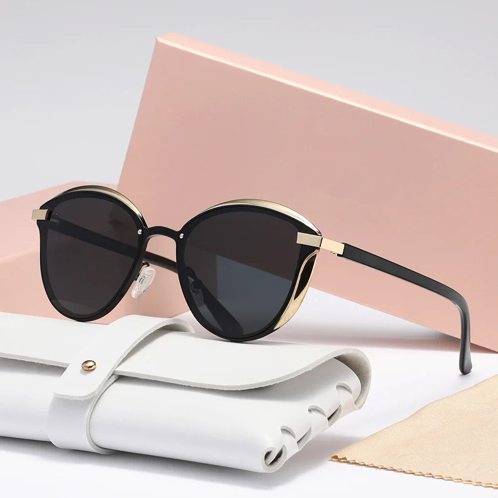 New Style Polarized Sunglasses For Women Catmore Round Sun Glass Ladies Woman Eyewear Accessory UVAB Protection