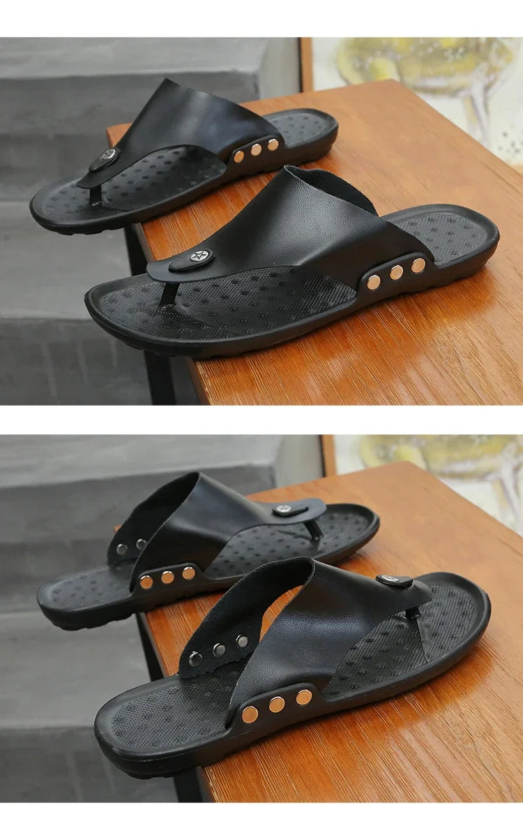 YRZL Summer Slippers Men Flip-Flops for Men Beach Slippers Brown Sandals Comfortable Shoes Non-Slip Bathroom Shoes Men Shoes