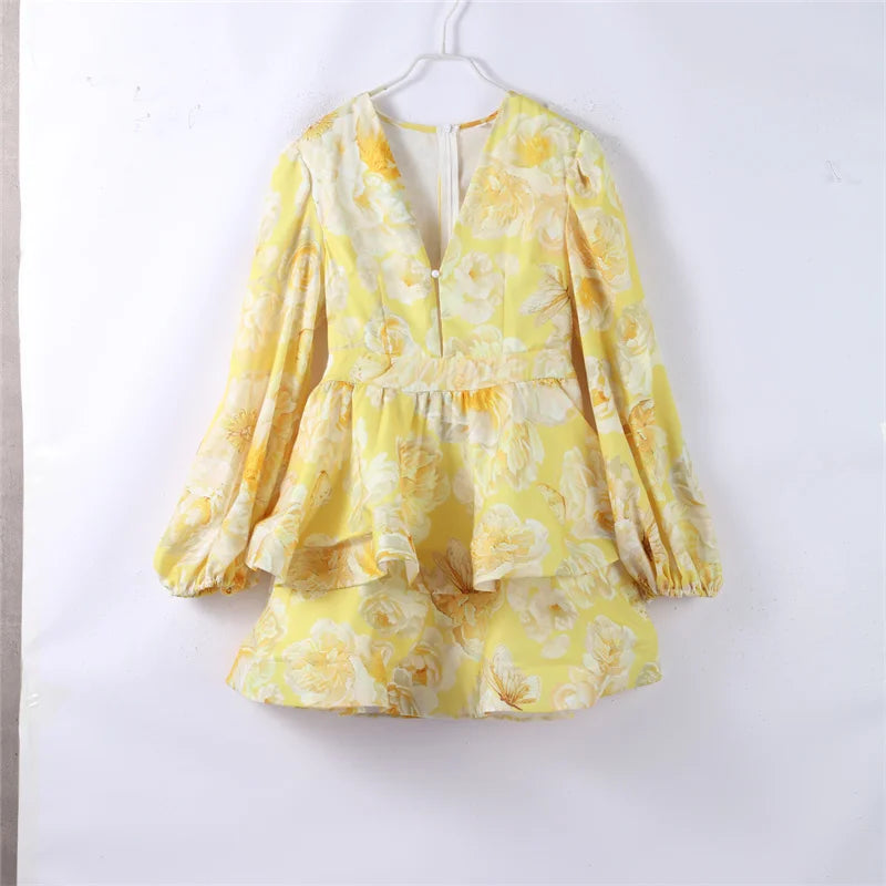 Backless Party Dress Women Elegant 3D Flower Print Sling Lace Up Ruffle A-line Mini Evening Dresses Female 2025 Summer Swimwears