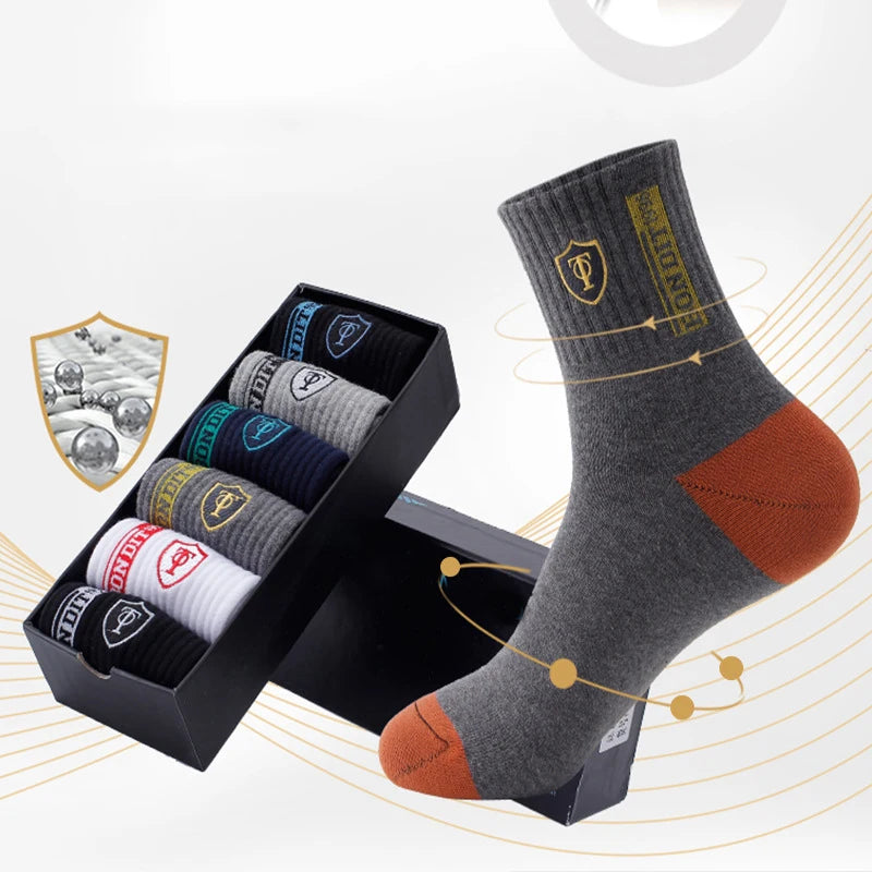 5 Pairs Apring And Fall Mens Sports Socks Summer Leisure Sweat Absorbent Comfortable Thin Breathable Basketball Meias EU 38-47