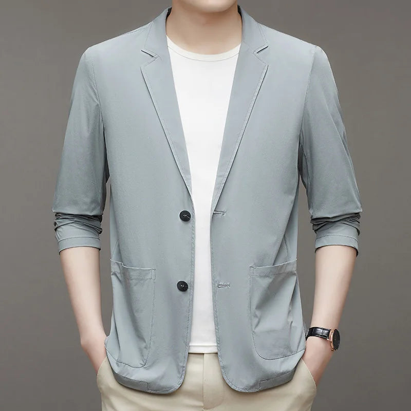 Korean Men's Suit Male Casual Slim Fit Business Jacket Spring Autumn Anti-Wrinkle Versatile Ultra-Thin Breathable High-Elastic