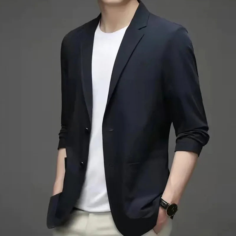 Korean Men's Suit Male Casual Slim Fit Business Jacket Spring Autumn Anti-Wrinkle Versatile Ultra-Thin Breathable High-Elastic