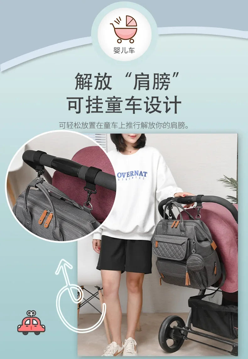Milk Bottle Diaper Multi Compartment Maternal Christmas Large Capacity Mommy Bag Multi Functional Portable Mom Storage Backpack