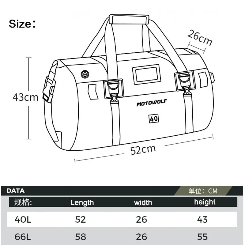 Waterproof Motorcycle Bag For K-TM 1290 BMW Yamaha 40/66L Large Capacity Outing Storage Package Moto Luggage Tailpack