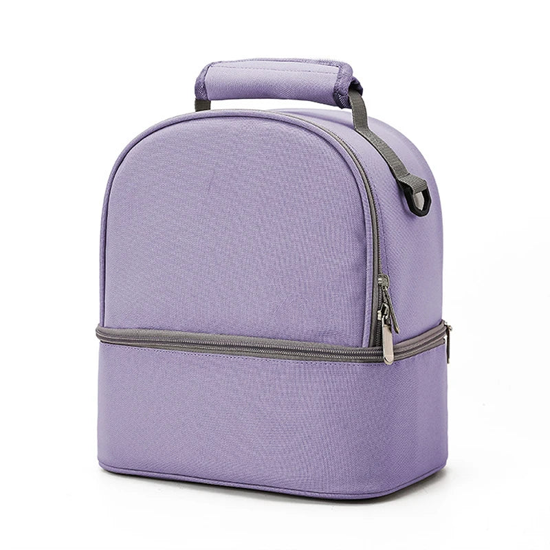 Fashion Insulation Double Layer Pack Solid Color Large Capacity Mommy Bag Cool Travel Picnic Portable Food Handbag Baby Bags