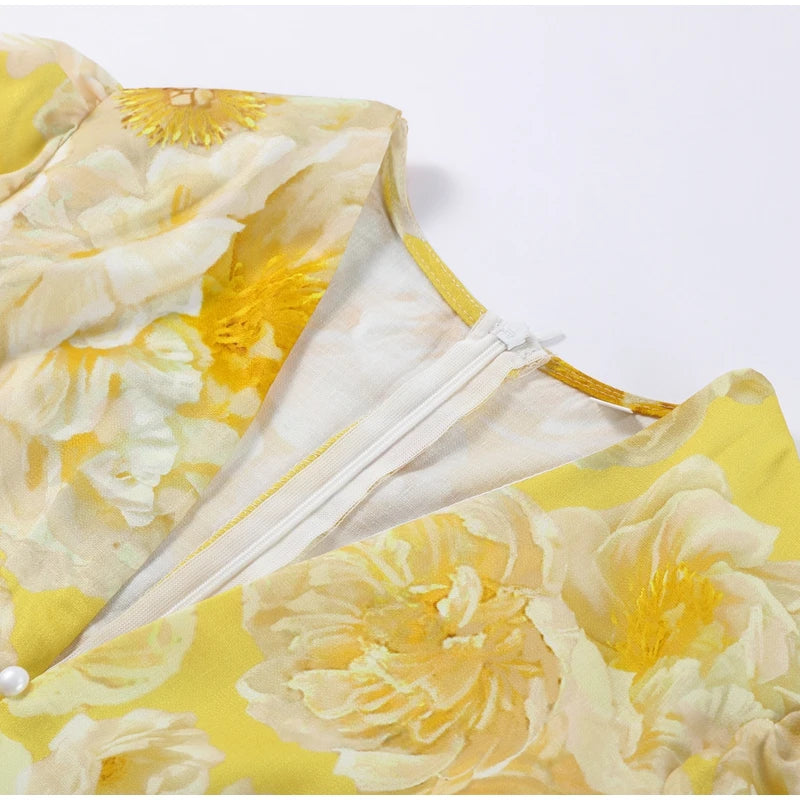 Backless Party Dress Women Elegant 3D Flower Print Sling Lace Up Ruffle A-line Mini Evening Dresses Female 2025 Summer Swimwears