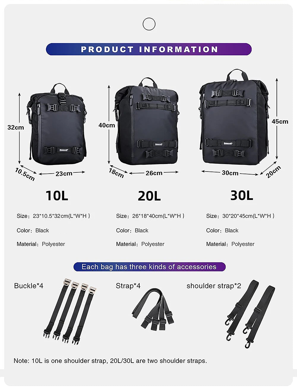 Motorbike Motorcycle Luggage Pack Multi-Function Waterproof Motocross Rear Seat Bag 10L 20L 30L Outdoor Riding Backpack