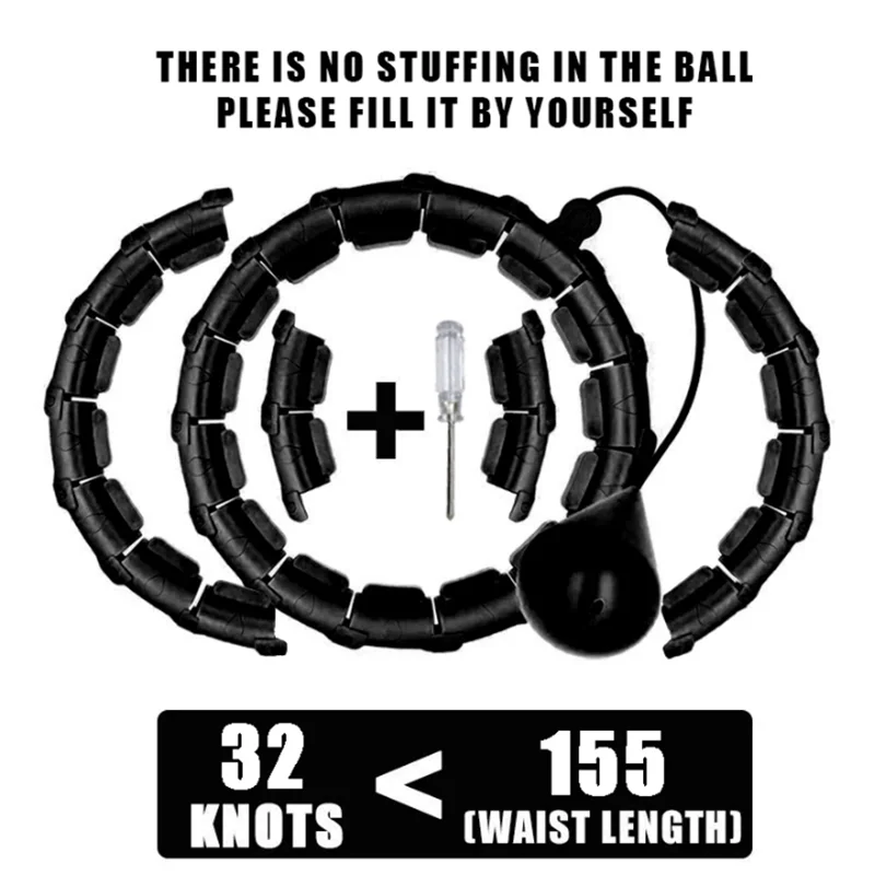 Weighted Exercise Hoop for Adults Weight Loss Knots Infinity Fitness Hoop With Extra Links 2 in 1 Adjustable and Detachable