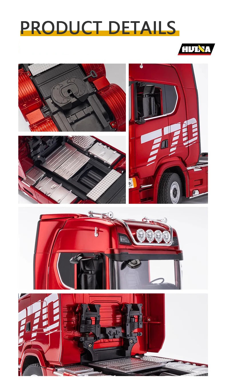 HUINA 1501 770S Alloy Tractor 19CH RC Truck 1/18 2.4G remote control Engineering Trailer Truck with Light and Sound Toys