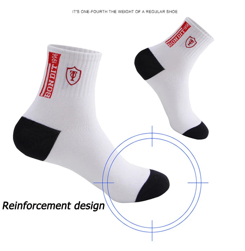 5 Pairs Apring And Fall Mens Sports Socks Summer Leisure Sweat Absorbent Comfortable Thin Breathable Basketball Meias EU 38-47
