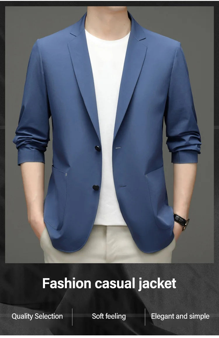 Korean Men's Suit Male Casual Slim Fit Business Jacket Spring Autumn Anti-Wrinkle Versatile Ultra-Thin Breathable High-Elastic