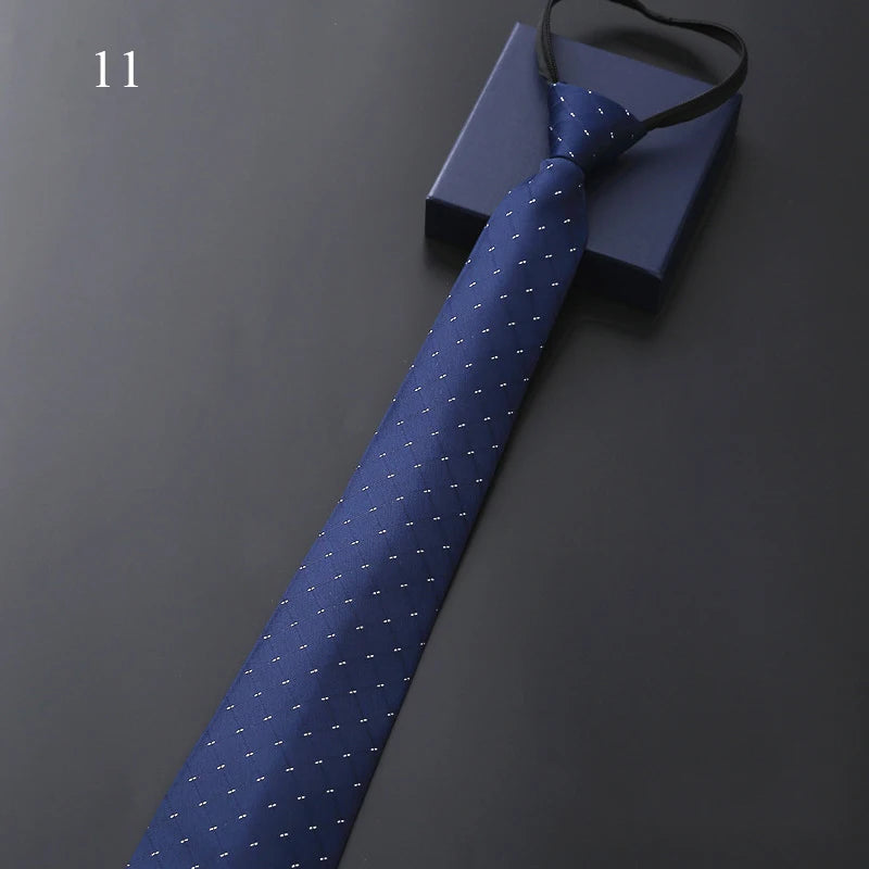 Lazy Zipper Men's Tie Business Formal Dress Wear Stripe Solid Color Zipper Necktie Wholesale Gifts for Men Slim Skinny Tie