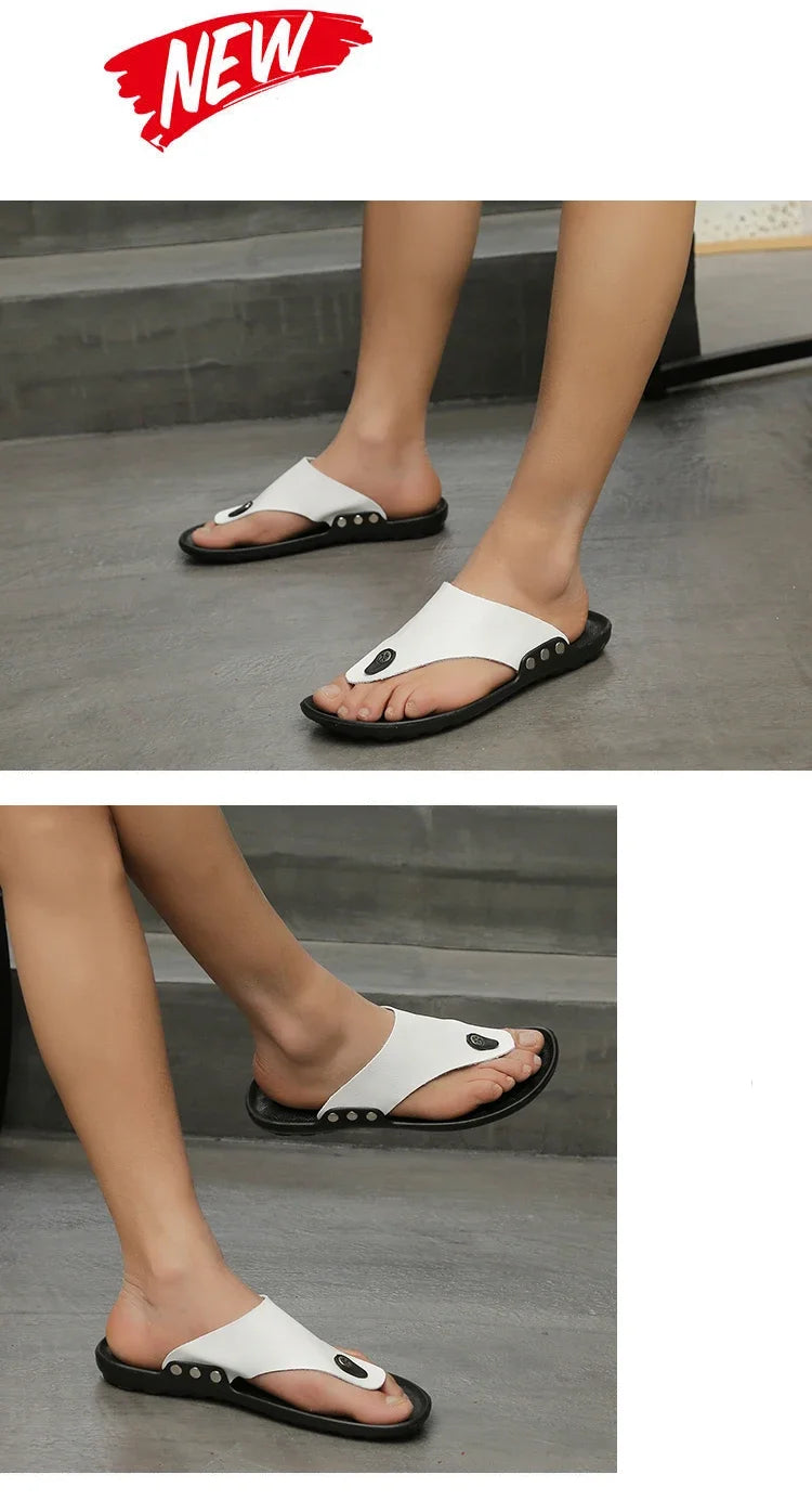 YRZL Summer Slippers Men Flip-Flops for Men Beach Slippers Brown Sandals Comfortable Shoes Non-Slip Bathroom Shoes Men Shoes