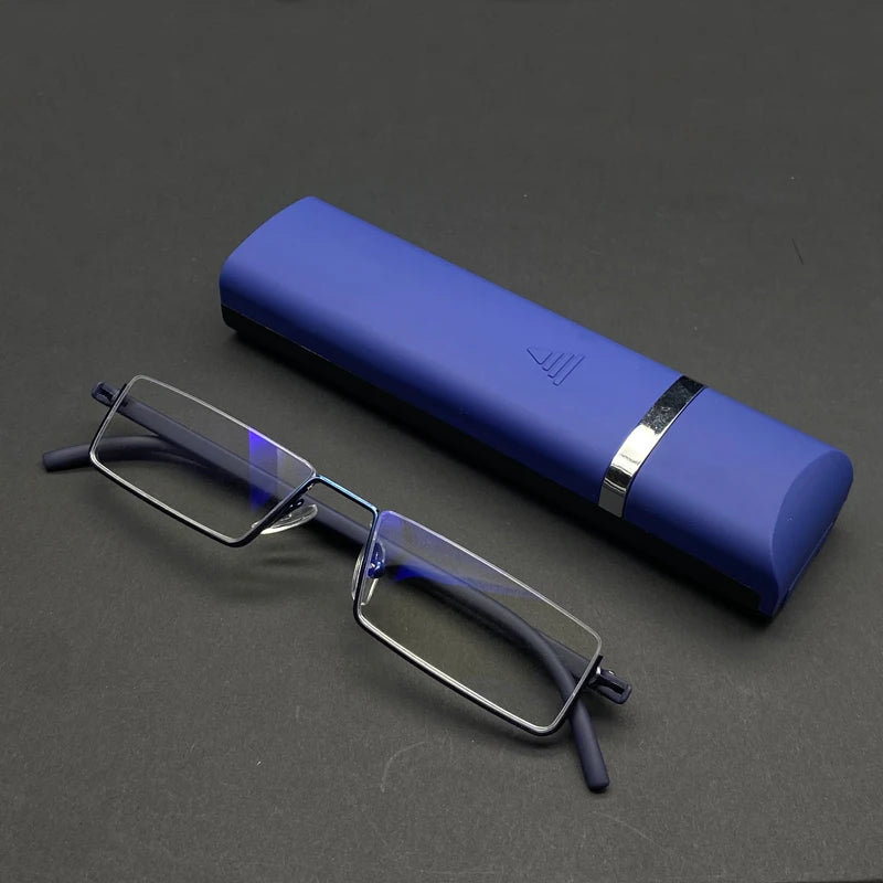 May Flower TR90 Presbyopic Glasses Man Blue Light Reading Glasses Men Metal Square Glasses For Sight Plus Lenses +1.75+2.25+2.75