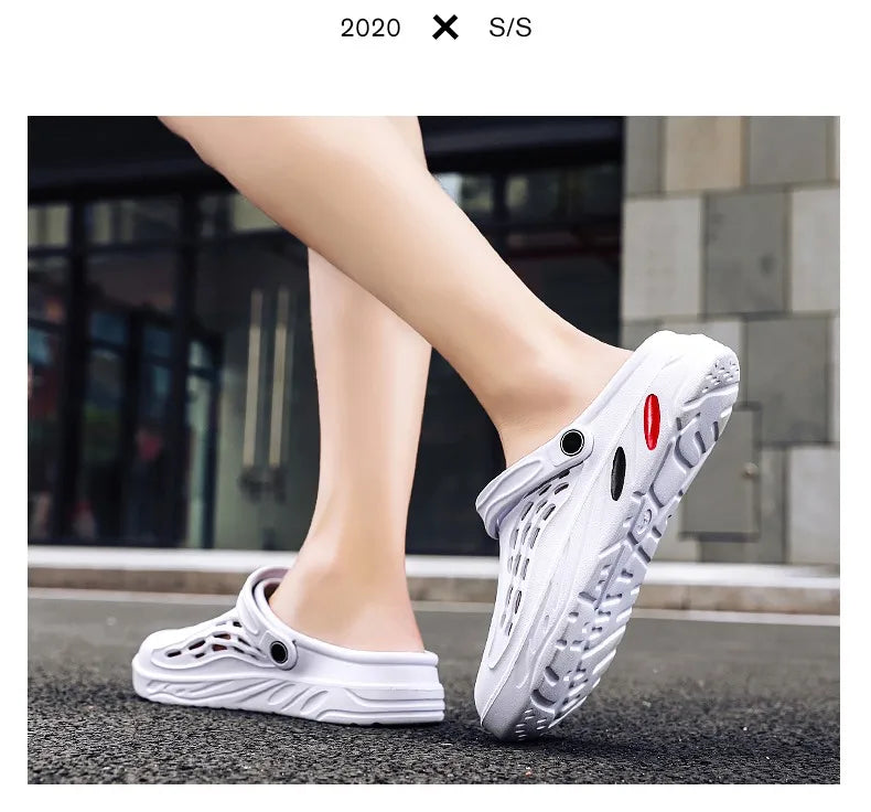 Summer Beach Men Sandals Breathable Men Casual Shoe Hole Shoes Light Clogs Home Garden Outdoor Male Flat Slippers Big Size 39-49