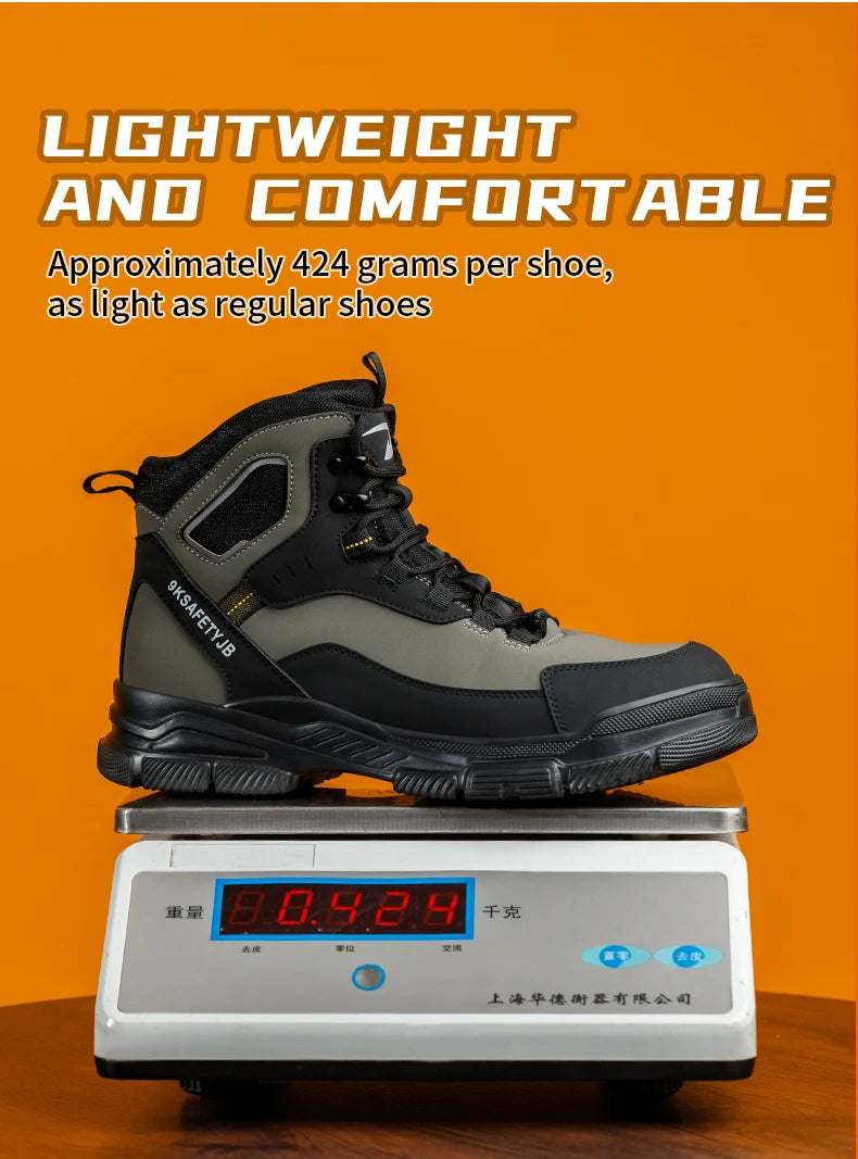 Man Safety Shoes Puncture-Proof Work Sneaker Waterproof Work Shoes Steel Toe Shoes Safety Boots Indestructible Shoes Lightweight