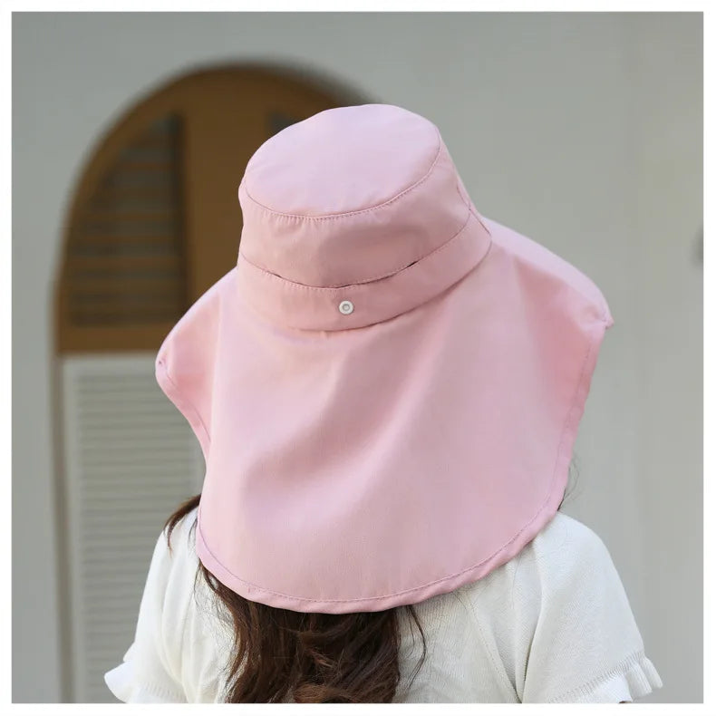 Outdoor Sun Bucket Hat for Women Girls Fishing Hat Wide Brim Bucket Hat with Neck Cover 50+ UPF Protection Safari Cap